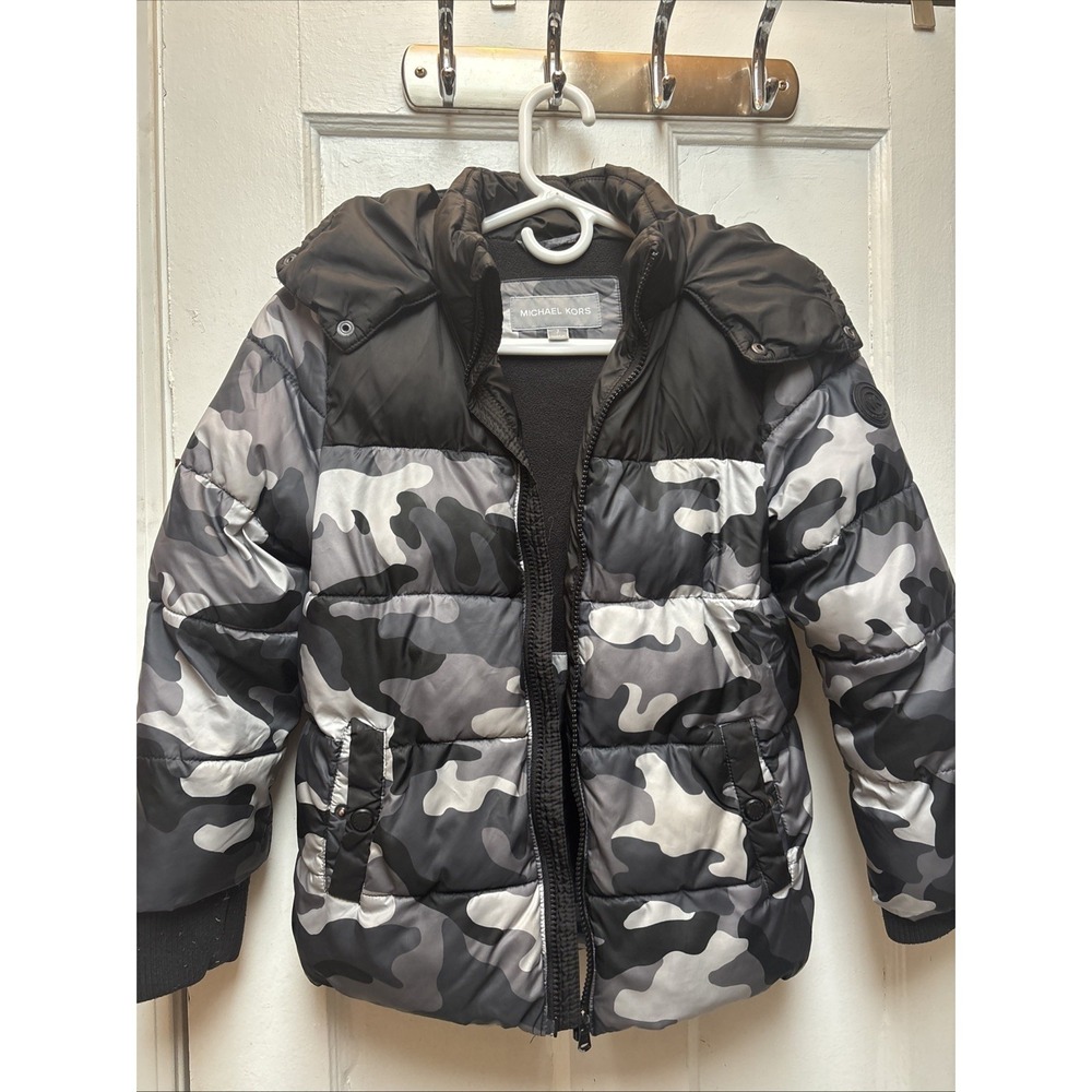 Boys Size 7, Michael Kors, Black Camel Winter Jacket With Hood